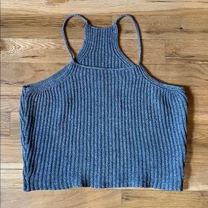 Grey knit crop top